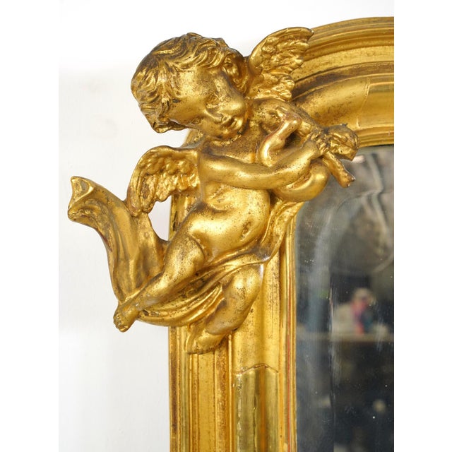 Late 19th Century Antique French Louis XV Gilded Wood Overmantel Mirror For Sale - Image 5 of 13