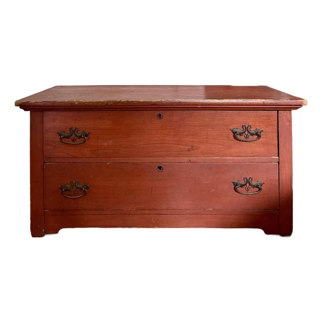Late 1800s Painted Blanket Chest With Drawers For Sale