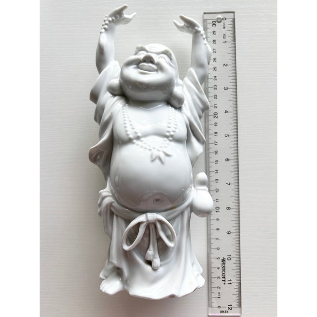 White Chinese White Porcelain Laughing Buddha Figurine Vintage For Sale - Image 8 of 10