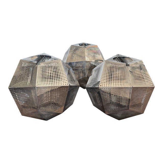 Tom Dixon Etch Pendants (3) Stainless For Sale