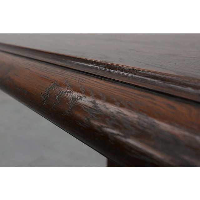 Wood French Refectory Style Oak Dining Table with Turned Double Pedestal Base, 1950s For Sale - Image 7 of 14