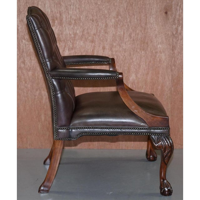 George II Gainsborough Carver Chesterfield Leather Armchair with Claw and Ball Feet For Sale - Image 14 of 18