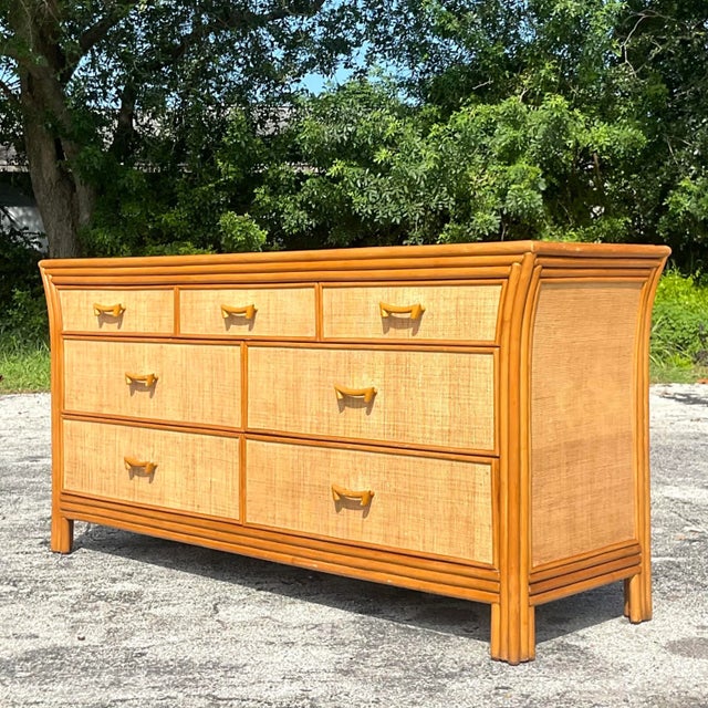 Late 20th Century Late 20th Century Vintage Coastal Grasscloth Dresser For Sale - Image 5 of 8