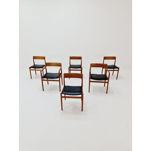 Danish Dining Chairs in Teak with Leather Seats by Johannes Nogaard, 1960s, Set of 6 For Sale - Image 3 of 11