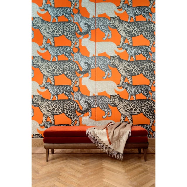 Contemporary Walking Leopards Fabric Wallcovering by Chiara Mennini for Midsummer-Milano For Sale - Image 3 of 4