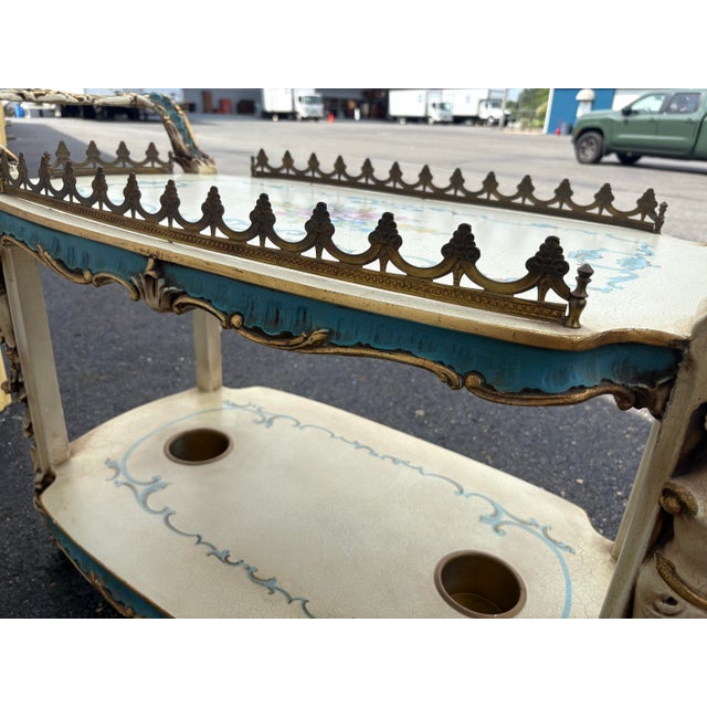 Antique Rococo Style Figural Carved Bar/Serving Cart | Chairish
