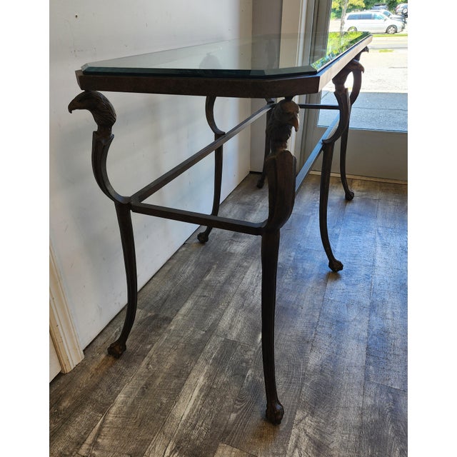 Late 20th Century Hollywood Regency Patinated Metal Console Table For Sale - Image 9 of 12