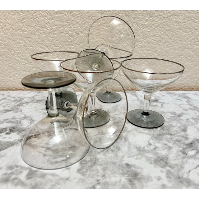 1960s Vintage Midcentury Champagne Coupes, Set of Seven For Sale - Image 5 of 10