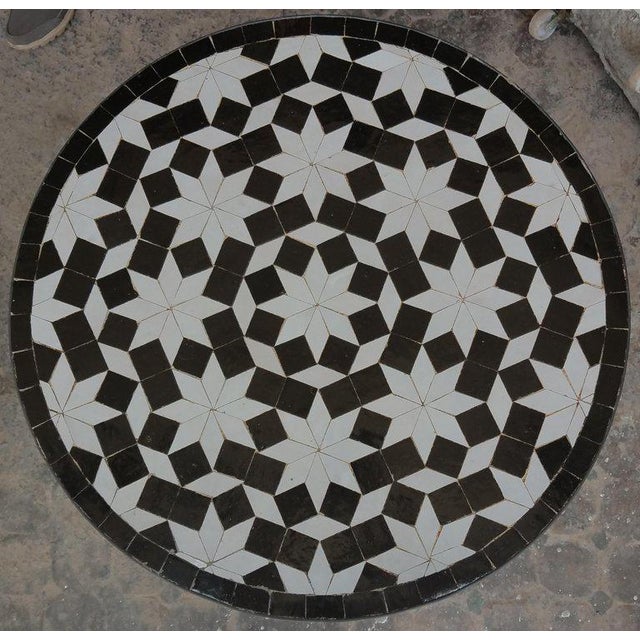 Moroccan Black & White Mosaic Side Table For Sale - Image 4 of 6