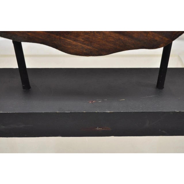 Modern Organic Abstract Carved Teak Wood Large Modernist Table Art Sculpture For Sale - Image 9 of 12