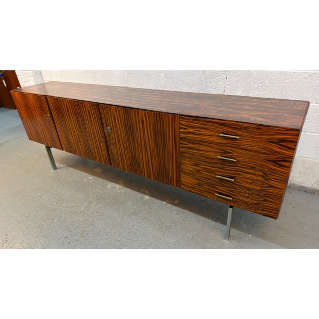 Vintage Mid-Century Modern Gabonese Ebony and Metal Sideboard For Sale - Image 4 of 17