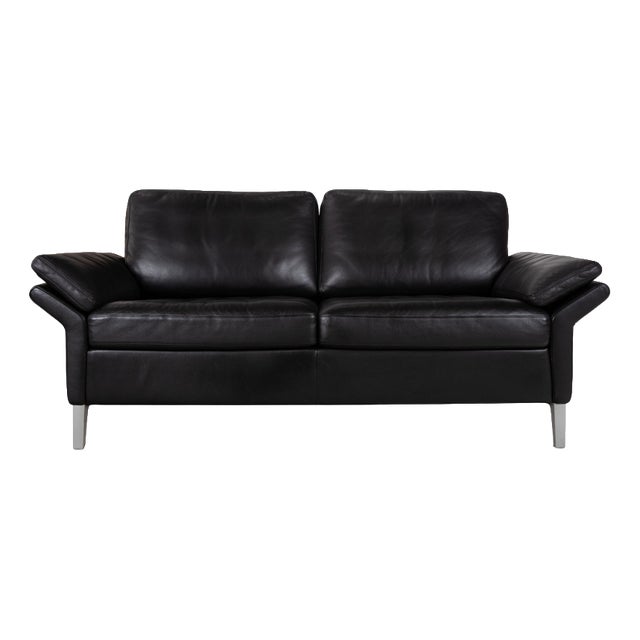 Model 3300 3-Seater Sofa in Black Leather from Rolf Benz For Sale