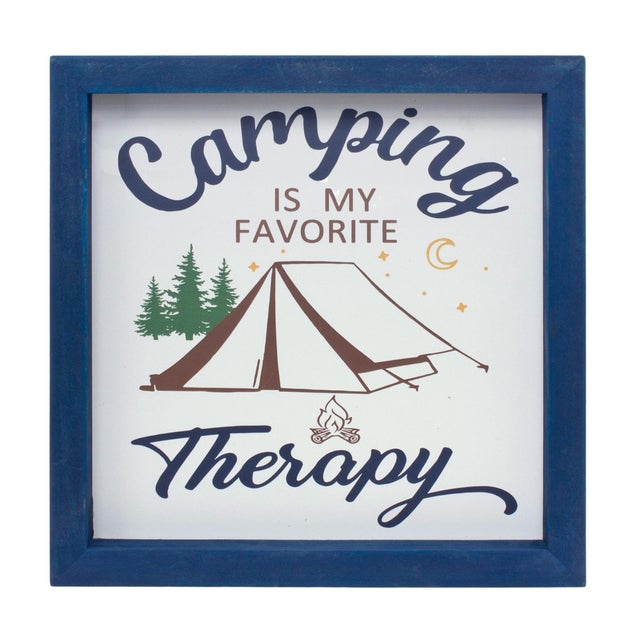 Kenneth Ludwig Chicago Wood Framed Camping Sentiment Sign (Set of 4) For Sale - Image 4 of 4