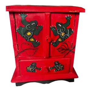 Late 20th Century Indonesian Balinese Handmade Wooden Jewelry Box Cabinet