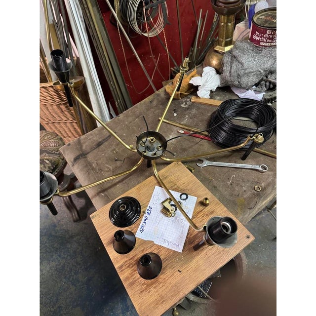 Vintage French Chandelier in Brass, 1950s For Sale - Image 10 of 11