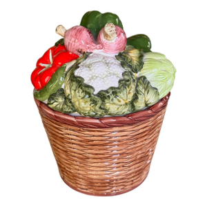 Mid-Century Holt Howard Style Trompe L’Oleil Basket of Vegetables