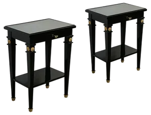 Black Lacquered Side Tables with Drawers, 1990s, Set of 2