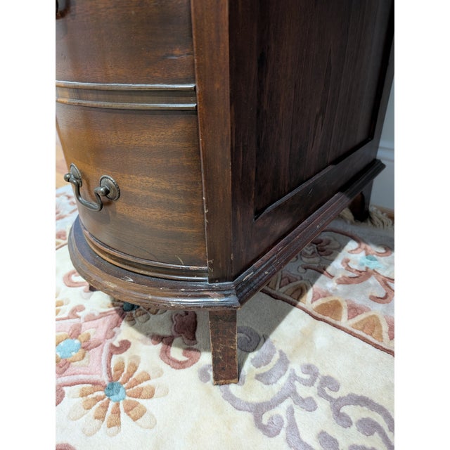 Vintage Kidney Shaped Double Pedestal Mahogany Desk For Sale - Image 12 of 18