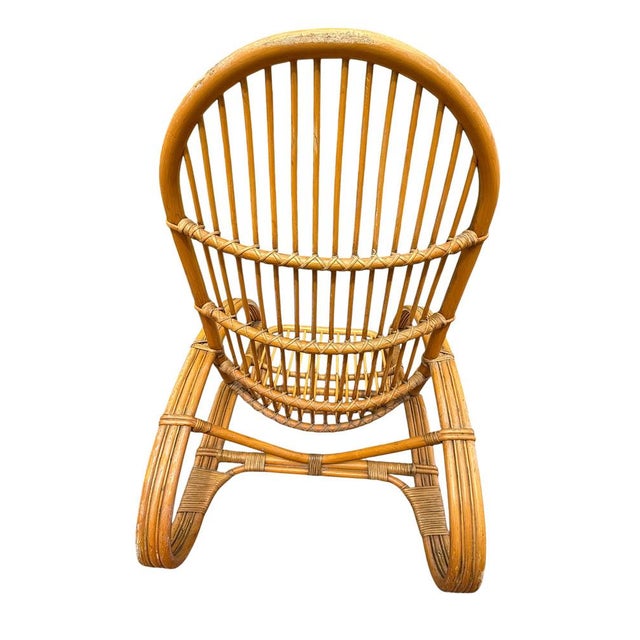 Italian Curved Bamboo and Rattan Armchair in the style of Roberti, 1960s For Sale - Image 9 of 10