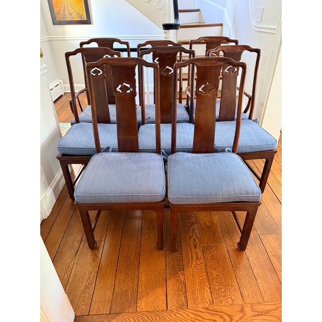 Set of 8 Vintage Rosewood Dining Chairs With Blue Seats For Sale - Image 18 of 18