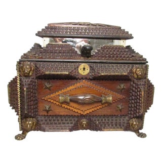 Antique Tramp Art Box For Sale