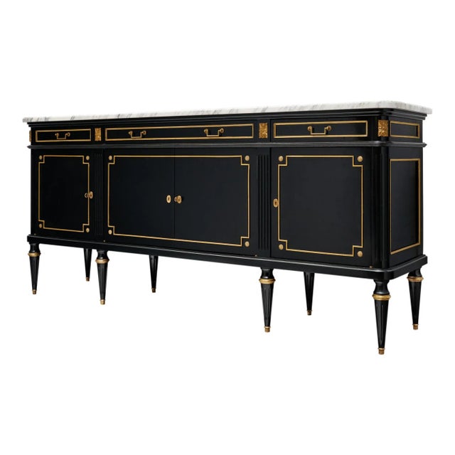 1920s Grand Louis XVI Ebonized Buffet For Sale - Image 5 of 9