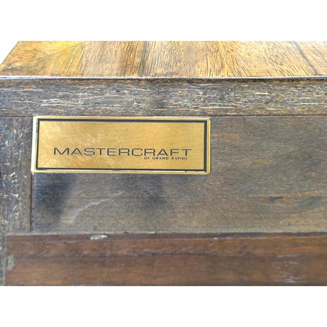 1970’s Mastercraft Walnut and Brass Chest of Drawers For Sale - Image 4 of 17