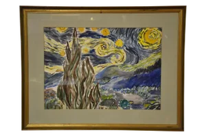 Starry Night Water Color Painting