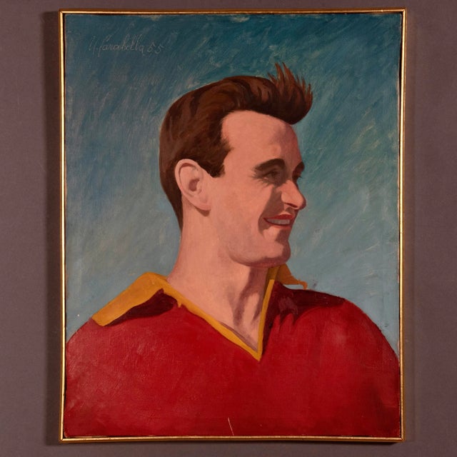 Umberto Carabella, Footballer Carlo Galli, 1955, Oil on Canvas For Sale - Image 10 of 10
