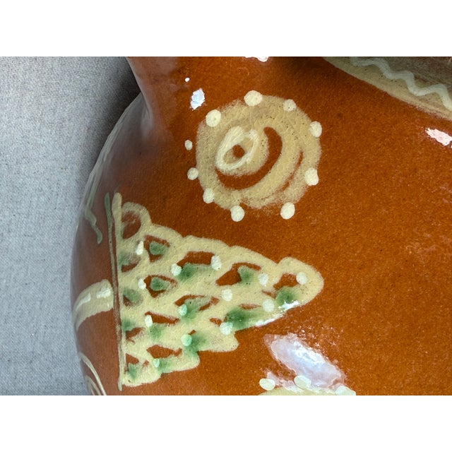 French Artisan Pottery Harvest Jug — Hand-Thrown Terracotta Glazed Vessel, 2003 Grape Harvest Commemorative For Sale In Sacramento - Image 6 of 16