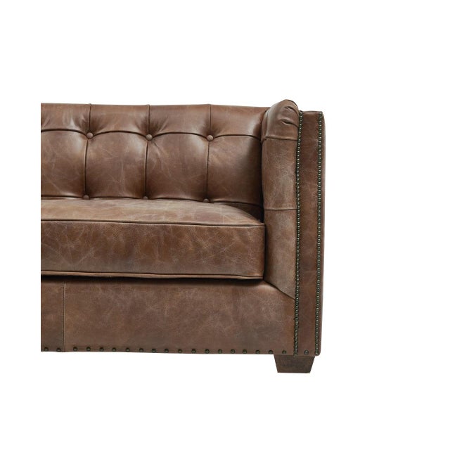 Tuxedo Leather Sofa - Bark Brown For Sale - Image 4 of 7
