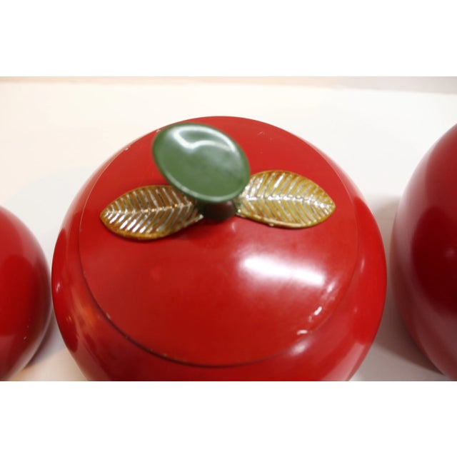 Ruby Red 1960s Spun Aluminum Red Apples Canister Set For Sale - Image 8 of 10