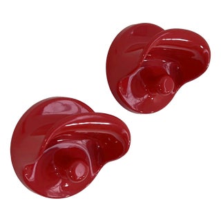 Red Wall Hooks Gancio 4702 by Olaf Von Bohr for Kartell, 1970s, Set of 2 For Sale