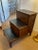 Library Steps -Antique Walnut Wood With Black Tooled Leather on Top of Steps, Opens for Storage For Sale - Image 4 of 6