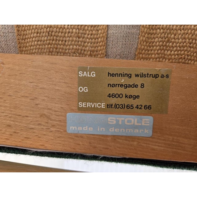 Danish Armchair in Green Furniture Wool and Oak Wood from Høng Stolefabrik, 1980s For Sale - Image 14 of 17