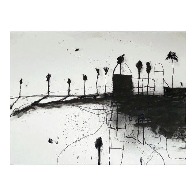 Contemporary Abstract Charcoal on Paper Painting "The Palms #2" by Robert Baribeau For Sale