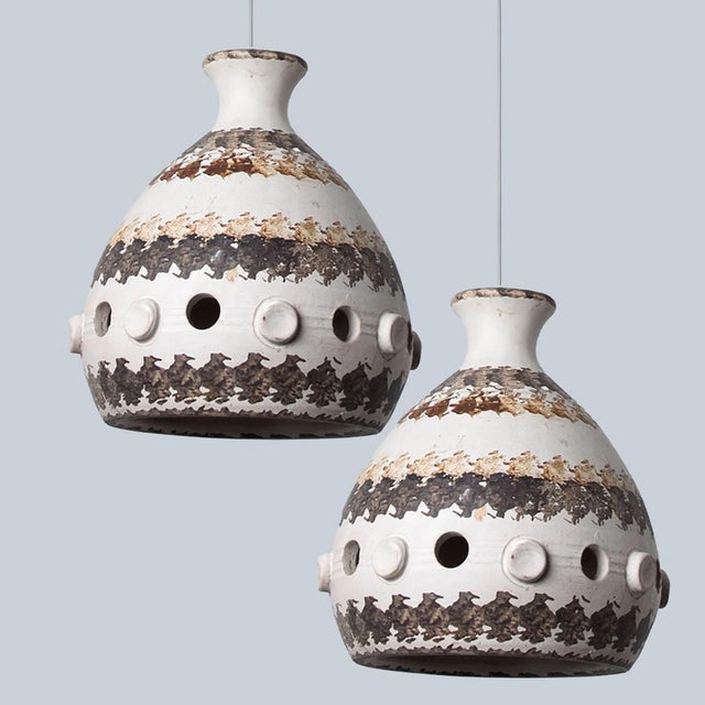 Danish Ceramic Pendant Lights, 1970, Set of 2 For Sale - Image 17 of 18