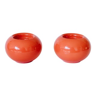 Vinage Orange Porcelain Tealight Candleholder Set by Arzberg Germany - a Pair For Sale