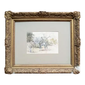 20th Century Fine Watercolor and Pencil Study Sketch of Soldiers, Unsigned