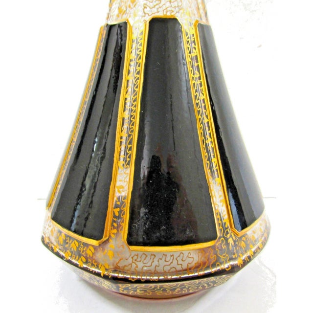 Moser Glassworks 1950s Mid-Century Modern Moser Black Paneled and Gold Fleck Cut Crystal Wine Decanter Carafe For Sale - Image 4 of 9