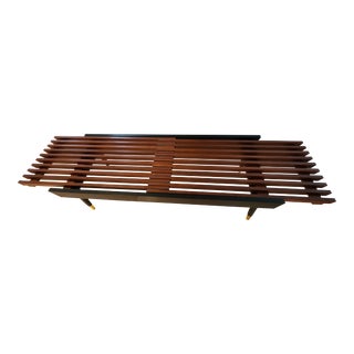 Extendable Slatted Wood Bench by Maruni, 1950s Hiroshima Japan For Sale