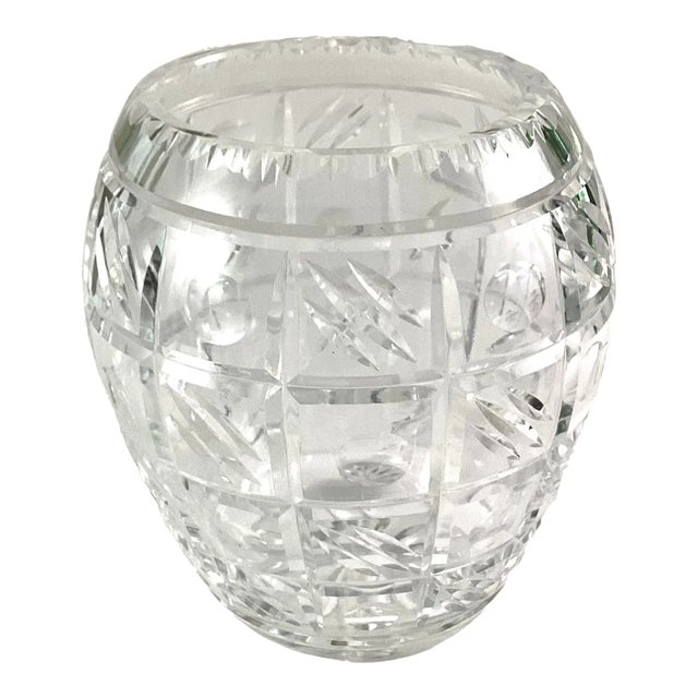 1950s Mid-Century Modern Cut Glass Rose Bowl For Sale