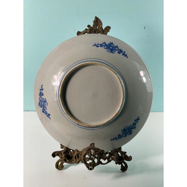 Antique Chinese Decorative Blue & White Charger For Sale - Image 4 of 7