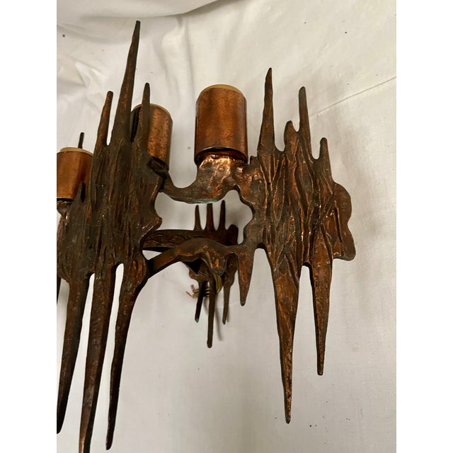 Mid-Century Modern Brutalist Bronze Wall Lights, 1960, Set of 2 For Sale - Image 3 of 13