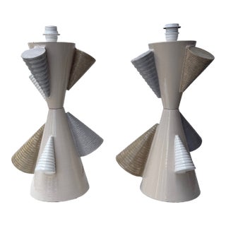 Contemporary Pair of Ceramic Cone Lamps by Antonio Cagianelli, Italy For Sale