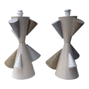 Contemporary Pair of Ceramic Cone Lamps by Antonio Cagianelli, Italy
