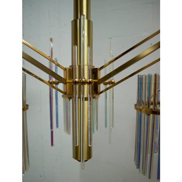Metal Chandelier in Brass and Rainbow Crystal by Gaetano Sciolari, 1970s For Sale - Image 7 of 16
