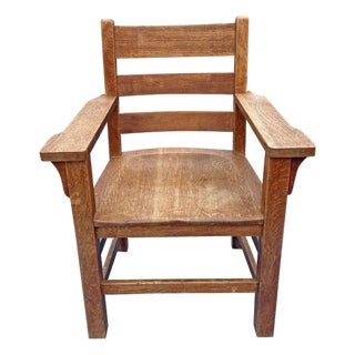 Antique Mission Style Oak Side or Accent Chair For Sale