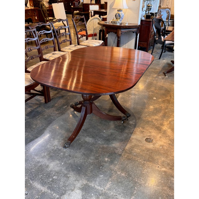 19th Century Mahogany Triple Pedestal Dining Table For Sale - Image 9 of 18