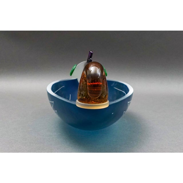 Borowski Glasstudio Poland Signed Large Studio Art Glass Ente Bird Bowl 1990 For Sale - Image 4 of 9